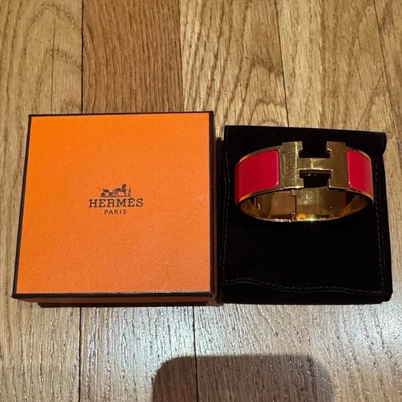 HERMES - CLIC CLAC H BRACELET - Rouge Amarante - Picture 6 of 12